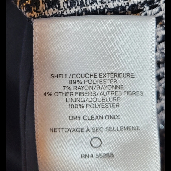 EXPRESS BLAZER L BLACK WHITE TEXTURED METALLIC DOUBLE BREASTED NOVELTY BUTTON - Picture 12 of 14